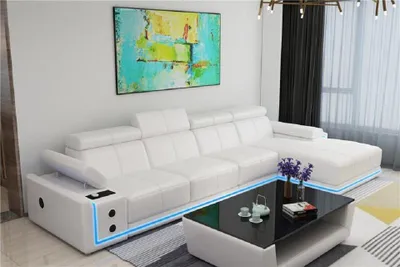 Zdjęcie produktu dla Podświetlany narożnik Sofa L Shape Sound Led Boxes Kanapa JVmoebel