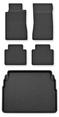 Zdjęcie produktu dla Dywaniki gumowe + mata bagażnika do Mercedes-Benz Klasa E W210 1995-2002 (sedan) – czarne, dobierane – Wielganizator Semi-Universal