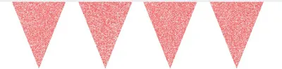 Produktbild von Folat Wimpelkette für festliche Dekoration, Rot mit Glitzer, 6 Meter lang