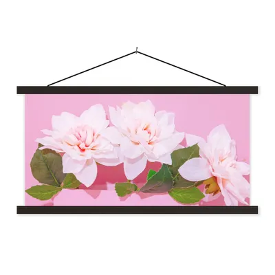 Produktbild von MuchoWow® Textilposter Blüte - Sommer - Rosa 150x75 cm mit schwarzem Rahmen - Posterleiste