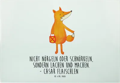 Produktbild von Mr. & Mrs. Panda Glas Schneideplatte Fuchs Laterne - Weiß - Geschenk, Sankt Martin, Positiv, Küchenbrett, Vesperplatte, Servierplatte, Schneidebrett, Hackbrett