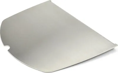 A silver metal grill plate on a white background.