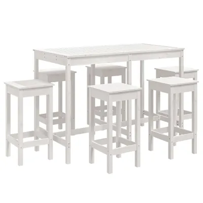 Produktbild von vidaXL 7-tlg. Gartenbar-Set Weiß Massivholz Kiefer