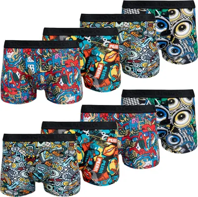 Produktbild von PESAIL Jungen Boxershorts, Gr. 110-116, 10 Unterhosen, Gr.110 bis 176, aus Baumwolle-Modal, Retroshorts für Kinder, Unterwäsche ohne kratzenden Etiketten, Farbmix 4