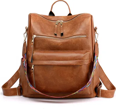 Produktbild von INF Vintage Damen Rucksack mit Doppel-Schulterriemen Braun