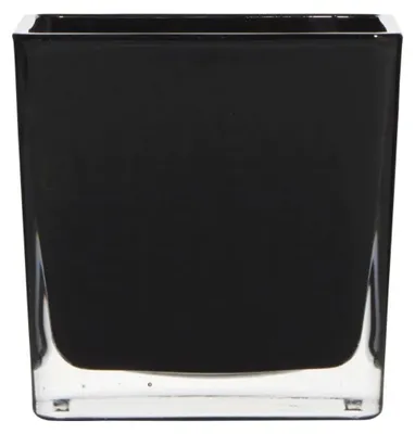 Produktbild von Teelichthalter, Dekoglas WÜRFEL CUBE BLACK H. 10cm 10x10cm schwarz Hakbijl