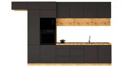 Produktbild von Küchenzeile 400 cm Küchenblock Einbauküche ohne Arbeitsplatte, Langen K18-M400 Artisan Eiche/Grau