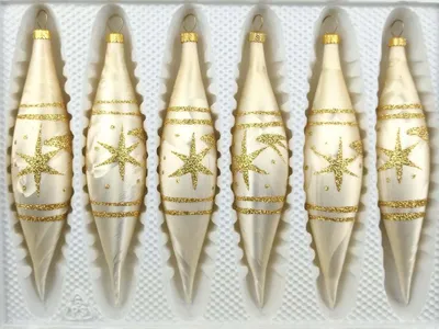 Produktbild von 6 tlg. Glas-Zapfen Set in Ice Champagner Gold Komet