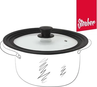 Productafbeelding van Unyqoos® Universeel glazen deksel voor pannen en braadpannen – 28/30/32 cm, hittebestendig glas, siliconenrand met stoomuitlaat, koelplastic handvat
