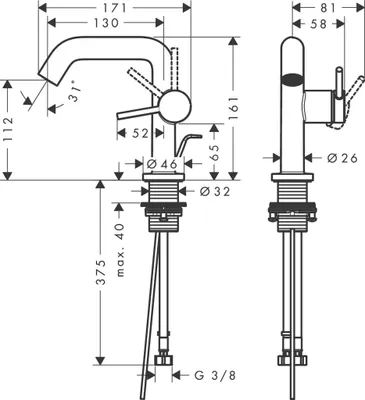 Produktbild von hansgrohe Tecturis S WTM 110 Fine CoolStart mit Zugstangen-Ablaufgarnitur chrom, 1 Stk.