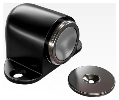 Produktbild von Magnetischer Türstopper | Halter mit starkem Magnet | Einfache Bodenmontage | Inklusive Befestigungsmaterial | Schwarz | 44 x 40 mm