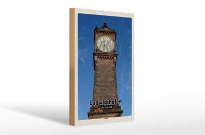 Produktbild von Holzschild Städte Ludwigshafen Pegeluhr Architektur 20x30cm
