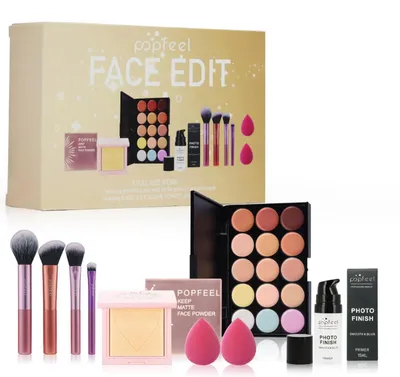 Obrázok produktu pre Profesionálna sada na líčenie, obsahujúca 15 odtieňov korektora, púder, základ pod make-up, štetce a špongiu
