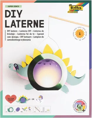 Produktbild von folia Laternen-Bastelset SUPER DINOS (Dino oder Dino-Gesicht) mit Laternenstab LED Licht und Batterie