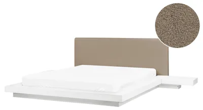 Zdjęcie produktu dla BELIANI Łóżko wodne ze stelażem i akcesoriami biały boucle MDF 160 x 200 cm styl orientalny