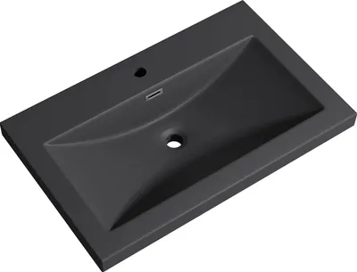 Immagine prodotto di doporro Lavabo ad Incasso Soprapiano Lavabo Bagno da Appoggio Rettangolare 76,5x48x13 cm Antracite Opaco, Lavandino in Marmoresina con Foro Rubinetto e Troppopieno Colossum01
