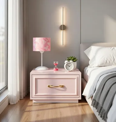Produktbild von Stilvoller Nachttisch Rosa mit goldfarbigem Griff für modernes Design