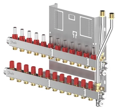 Productafbeelding van Danfoss verdeelstuk voor verwarmingscircuits, type SG, voor 12 verwarmingscircuits, geschikt voor EvoFlat / EvoFlat 4.0, 1 stuk.