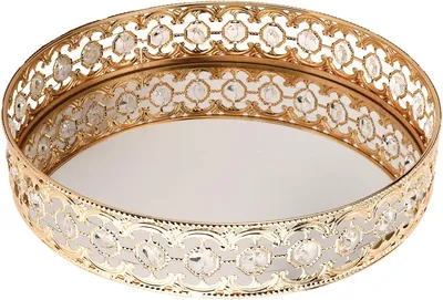 Productafbeelding van 30 cm gespiegelde kristallen sierlijke decoratieve lade, cosmetische make-up ijdelheid, sieraden snuisterij organizer, parfum lade voor ijdelheid