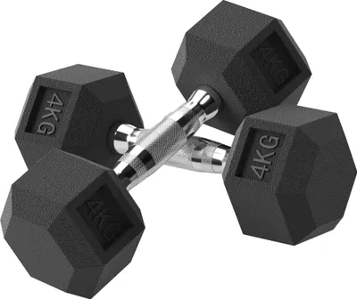 Image de HOMCOM Ensemble d'haltères courtes total 2 x 4 Kg, haltères musculation fitness pour homme et femme, entraînement musculaire & haltérophilie - métal caoutchouc noir