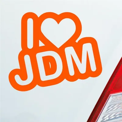 Produktbild von Auto Aufkleber I Love JDM Liebe Tuning 12x10 cm Orange Sticker Heckscheibenaufkleber