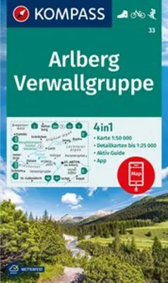 Obrázok produktu pre KOMPASS Turistická mapa 33 Arlberg, Verwall Group 1:50 000