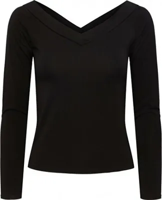 Produktbild von PIECES Damen Pcmaliva Ls Off Shoulder V-Neck Top Noos Langarmshirt