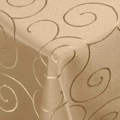 Produktbild von DecoHomeTextil Kringel Circle Tafeldecke Ornamente Damast Tischdecke Nougat Eckig 160 x 160 cm