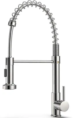 Imagen del producto de Grifo de cocina giratorio 360 grados con cabezal extensible y boquilla retráctil – Fabricado en cobre