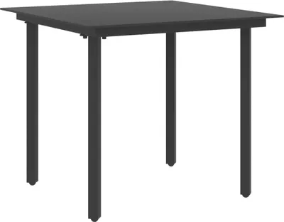 Obrázek produktu pro Zahradní jídelní stůl černý 80 x 80 x 74 cm ocel a sklo