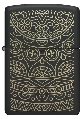 Obrázok produktu pre ZIPPO - Geometrický motív - čierny matný čiernozlatý benzínový zapaľovač 60006317