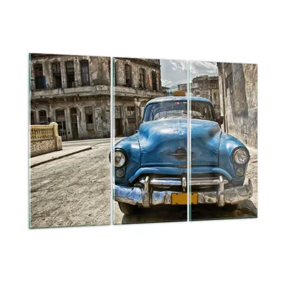 Produktbild von Bilder auf glas - Auto Retro Kuba Havanna - 165x110cm - Glasbilder - Wandbilder - Kunstdruck - zum Aufhängen bereit - Wanddekoration aus Glas - Glas Bilder - Wandbild auf Glas - GCE165x110-2461