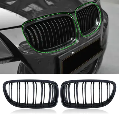 Productafbeelding van Auto Grille - Niergrille Frontgrille - Auto Styling - Dubbele Grill - Standaard Maat - Glans Zwart
