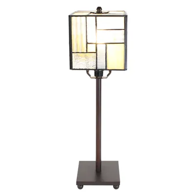 Obrázek produktu pro Clayre & Eef 5LL-6190 Tiffany stolní lampa šedá, bílá 13x13x28 cm E14-max 1x25W