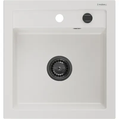 Obrázok produktu pre Mexen Vito granitový jednokomorový drez 520 x 490 mm, Biela, Sifón Čierna - 6503521000-20-B