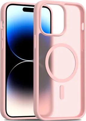 Produktbild von Magnetisch Hülle für iPhone 14 Pro Max, Kompatibel mit MagSafe, Transluzente Matt Rückseite Stoßfeste Handyhülle Pink