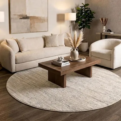 Produktbild von Volero - Berberteppich Rund - Aicha Taupe - Ø 120 cm - Wohnzimmer, Esszimmer, Schlafzimmer - Ländlich, Modern, Skandinavisch