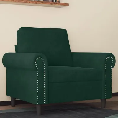 Produktbild von Dunkelgrüner Samt-Sessel, 92x77x80 cm, mit Metallgestell und bequemem Sitzgefühl für das Wohnzimmer