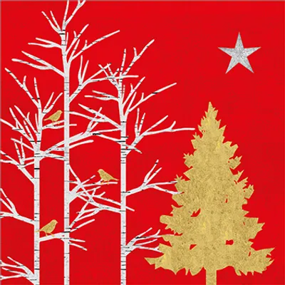 Produktbild von PPD Servietten 'Mystic Tree' Motiv, rot, lichtecht, 33x33 cm, 3-lagig, 20 Stück