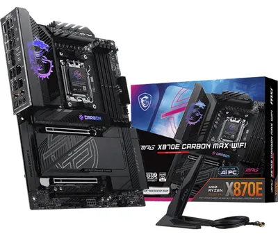 Zdjęcie produktu dla MSI MPG X870E Carbon Max WiFi – płyta główna ATX, gniazdo AM5 (AMD Ryzen Zen4), DDR5