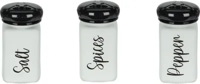 Produktbild von Salz-/Pfeffer-/Gewürzbehälter-Set von Excellent Houseware, Glas/Polypropylen, 5 x 5 x 10 cm, transparent/schwarz
