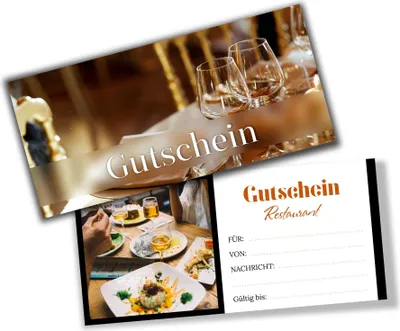 Produktbild von itenga Geschenkgutschein Fotodesign - Motiv RESTAURANT Postkarte zum Ausfüllen 21,0 x 9,8 cm