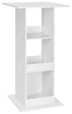 Image de Table carrée de style bistrot - 3 étagères - Pour 2 personnes - 60 x 60 cm - Bois - Blanche