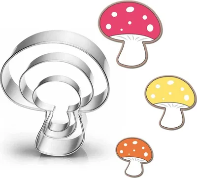 Image de Set d'emporte-pièces champignon en acier inoxydable pour enfants - 3 tailles - moule à biscuits Linzer