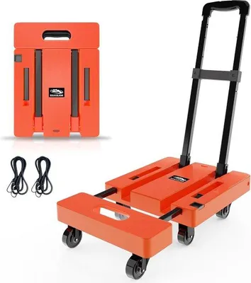 Produktbild von Famanu Faltbare Sackkarre - Tragbare Dolly für Umzüge - 500 lbs Lastenwagen mit 6 Rädern - Orange