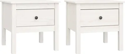 Obrázok produktu pre vidaXL Bočné stoly 2 ks. Biele 50x50x49 cm z masívneho borovicového dreva