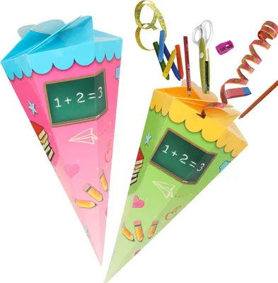 Produktbild von com-four® 2x Schultüte 30cm - Geschwisterschultüten aus Pappe - Zuckertüte