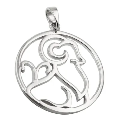 Produktbild von Anhänger 21mm Sternzeichen Widder glänzend rhodiniert Silber 925 silber 21mm