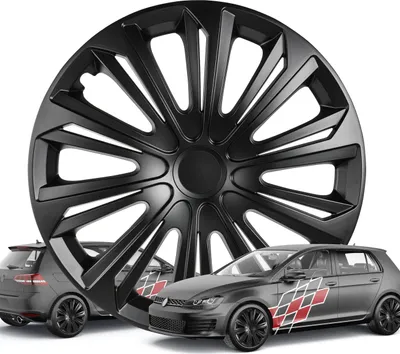 Produktbild von WALSER Radkappen Racer, 4er Set Radkappen, Radzierblenden 15 Zoll, Radblenden für Alufelgen Stahlfelgen, Auto Radzierblende schwarz -  Europe