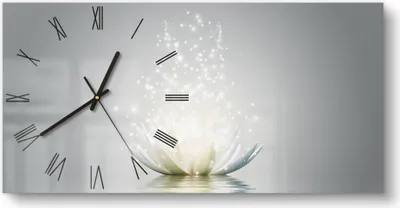 Produktbild von DEQORI Glasuhr 60x30 cm Römisch 'Funkelnde Lotusblüte' Wanduhr Glas Uhr Design leise